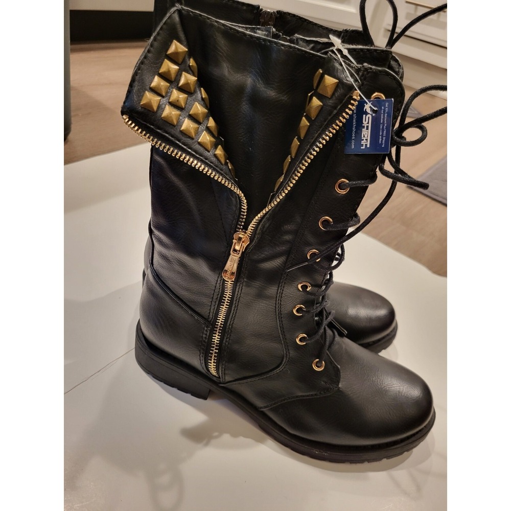 Shiekh PK-Studs Black Lace up Boots Size 9-NEW - Picture 3 of 9